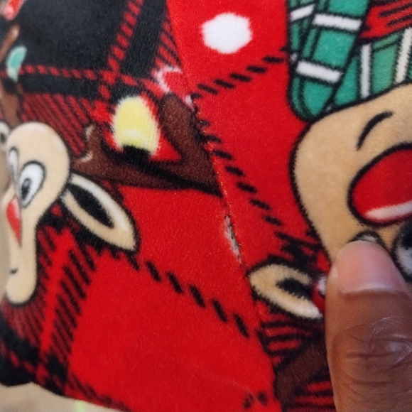 •No Boundaries Junior's M Size 7-8 Christmas Red Plaid Reindeer Fleece Leggings - Picture 16 of 16